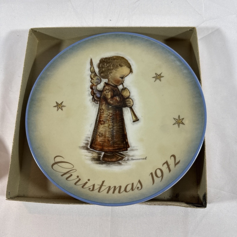 Hummel 1972 Christmas Plate Angel with Flute Schmid West Germany Original Box